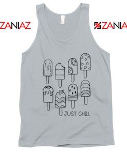 Just Chill Popsicle Tank Top Summer Vacation Tank Top Ice Cream New Silver