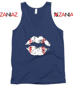 Baseball Lips Cheap Tank Top Baseball Fan Tank Top Size S-3XL Navy