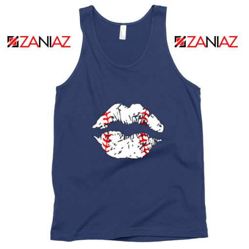 Baseball Lips Cheap Tank Top Baseball Fan Tank Top Size S-3XL Navy