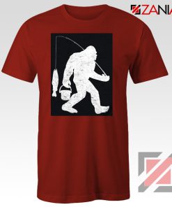 Fisher Dad Tshirt Bigfoot Fishing Shirt Funny Gifts Unisex Red