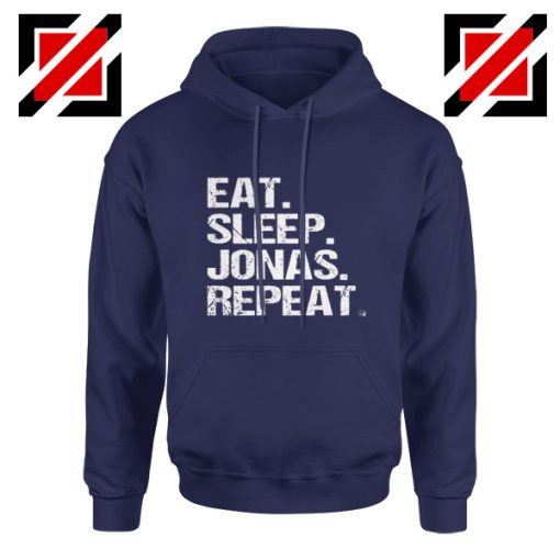 Jobros Happiness Begins Concert Hoodie Eat Sleep Jonas Repeat Hoodie Navy Blue