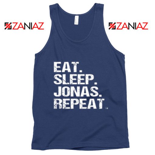 Jonas Brothers Tank Top Eat Sleep Jonas Repeat Jonas Tank Top Navy Blue