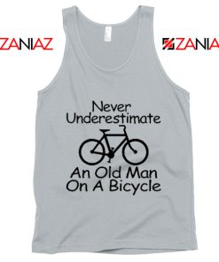 Never Underestimate An Old Man On A Bicycle Tank Top Men's New Silver