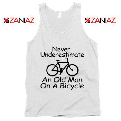 Never Underestimate An Old Man On A Bicycle Tank Top Men's White