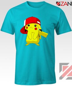 Ash's Pokemon T-shirt Pikachu Movies Best T-shirt Size S-3XL Light Blue