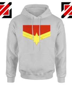 Captain Marvel Logo Hoodie Marvel Comics Hoodie Size S-2XL Sport Grey