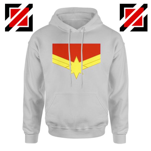 Captain Marvel Logo Hoodie Marvel Comics Hoodie Size S-2XL Sport Grey