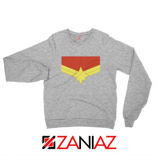 Captain Marvel Logo Sweatshirt Marvel Comics Sweatshirt Size S-2XL Sport Grey