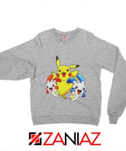 Hello Pokemon Sweatshirt Pokemon Pikachu Happy Sweatshirt Sport Grey