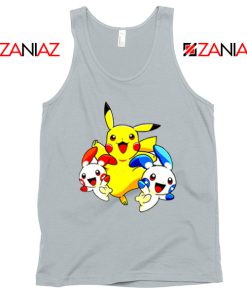 Hello Pokemon Tank Top Pokemon Pikachu Happy Tank Top Size S-3XL Silver