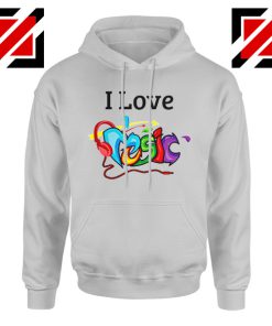 I Love Music Hoodie The Best Music Festival Hoodie Size S-2XL Grey