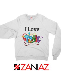 I Love Music Sweatshirt The Best Music Festival Sweatshirt Size S-2XL Grey White