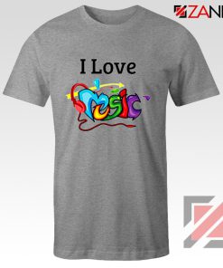 I Love Music T-Shirt The Best Music Festival T-Shirts Size S-3XL Grey