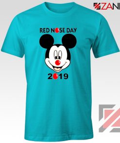 Mickey Mouse Red Nose Day T-Shirt Comic Relief T-Shirt Size S-3XL Light Blue