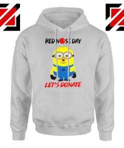 Minion Red Nose Day Hoodie Funny Minion Hoodie Size S-2XL Sport Grey