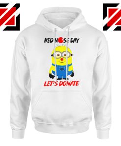 Minion Red Nose Day Hoodie Funny Minion Hoodie Size S-2XL White