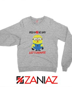 Minion Red Nose Day Sweatshirt Funny Minion Sweatshirt Size S-2XL Sport Grey