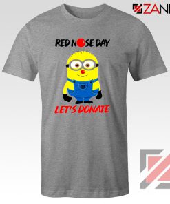 Minion Red Nose Day T-Shirt Funny Minion Tshirts Size S-3XL Sport Grey