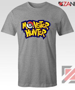 Monster Hunter Pokemon T-Shirt Pocket Monsters T-shirt Size S-3XL Sport Grey