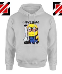 Opium Drug Minion Hoodie Funny Minion Hoodie Size S-2XL Sport Grey