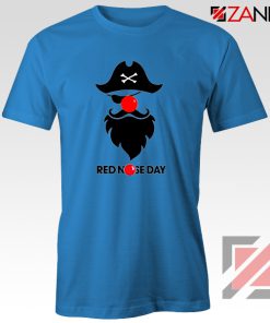 Pirate Red Nose Day T-Shirt Comic Relief T-Shirt Size S-3XL Blue