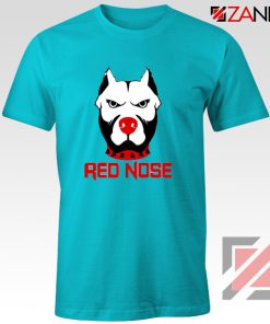 Red Nose Day Pitbull Dog T-Shirt Comic Relief T-Shirt Size S-3XL Light Blue