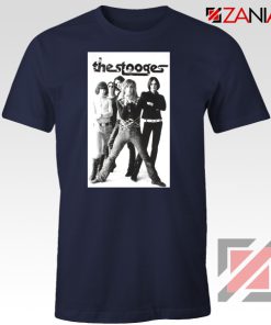 The Stooges Iggy Pop American Music Band Cheap Best Tee Shirt Navy Blue