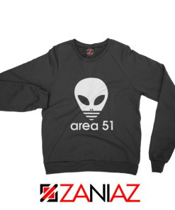 Area 51 Alien Sweatshirt 3 Stripe Adidas Logo Parody Sweatshirt Black