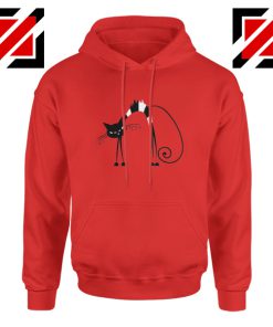 Black Line Cat Gift Hoodie Animal Lover Women Hoodie Size S-2XL Red