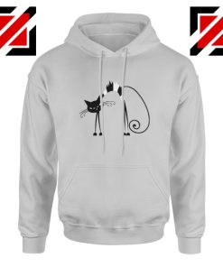 Animal Lover Black Line Cat Scary Hoodie