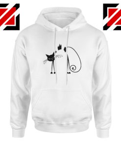 Black Line Cat Gift Hoodie Animal Lover Women Hoodie Size S-2XL White