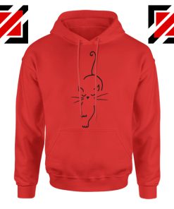 Black Line Cat Hoodie Animal Lover Women Hoodie Size S-2XL Red