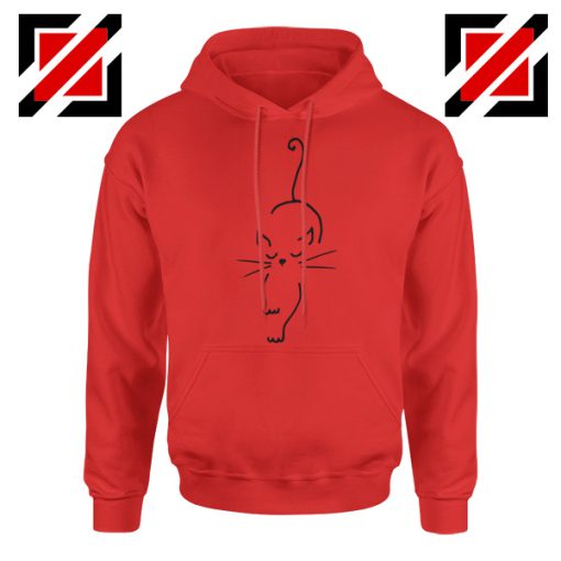 Black Line Cat Hoodie Animal Lover Women Hoodie Size S-2XL Red