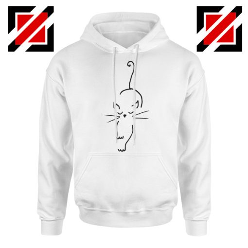 Black Line Cat Hoodie Animal Lover Women Hoodie Size S-2XL White