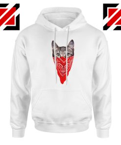 Cat Gangster Hoodie Funny Animal Cheap Hoodie Size S-2XL White