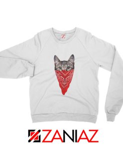 Cat Gangster Sweatshirt Funny Animal Sweatshirt Size S-2XL White