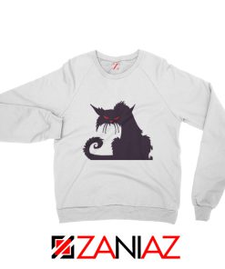 Halloween Cat Design Sweatshirt Animal Lover Sweatshirt Size S-2XL White