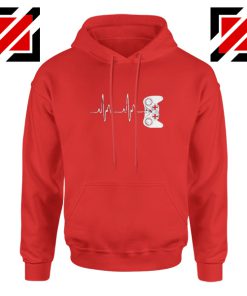 Heartbeat Gamer Hoodie Video Game Lover Gift Hoodie Size S-2XL Red