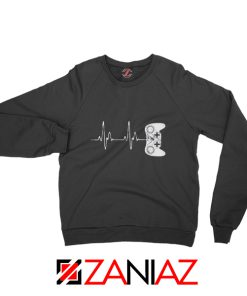 Heartbeat Gamer Sweatshirt Video Game Lover Gift Sweatshirt Black