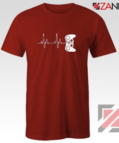 Heartbeat Gamer T-Shirt Video Game Lover Gift Tee Shirt Size S-3XL Red