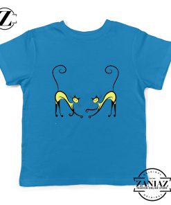 Kitten Twins Gift Youth Tshirt Cat Lover Gift Kids Tee Shirt Size S-XL Blue