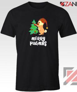 Merry Pugmas T Shirt Christmas Women Tee Shirt Size S-3XL Black