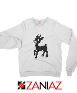 Red Nose Reindeer Sweatshirt Ugly Christmas Sweatshirt Size S-2XL White