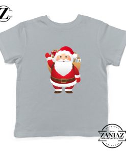 Santa Claws Kids T-Shirt Funny Christmas Kids Shirt Size S-XL Grey