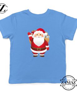 Santa Claws Kids T-Shirt Funny Christmas Kids Shirt Size S-XL Light Blue