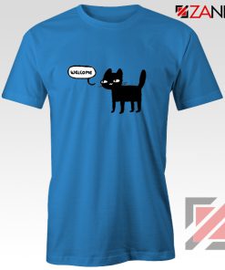 Wellcome Black Cat T Shirts Best Cat Lover Tee Shirt Size S-3XL Blue