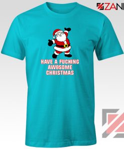 Awesome Christmas T-Shirt Ugly Christmas Tee Shirt Size S-3XL Light Blue