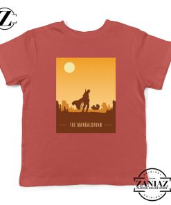 Earthy Mandalorian Kids Shirts Star Wars TV Series Youth Tshirt Size S-XL Red