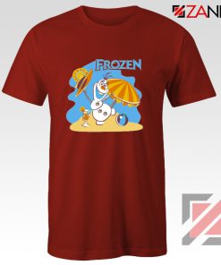 Frozen Olaf Playing Tee Shirt Disney Women T-Shirt Size S-3XL Red