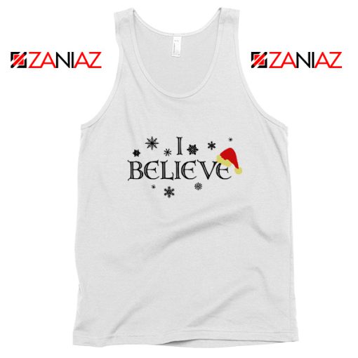 I Believe Christmas Tank Top Snowflakes Gift Tank Top Size S-3XL White